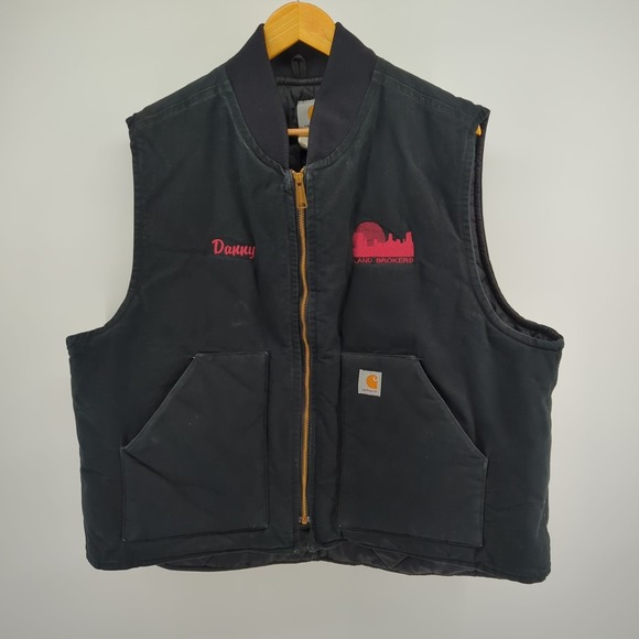 Carhartt Other - Carhartt Vest Quilt Lined V01 Men 2XL Black Relaxed Fit Company Name Embroidered